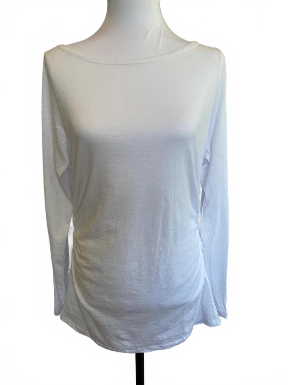 Madewell White Ruched Long Sleeve Tee M Pima Cotton Clean Girl Minimalist NWT